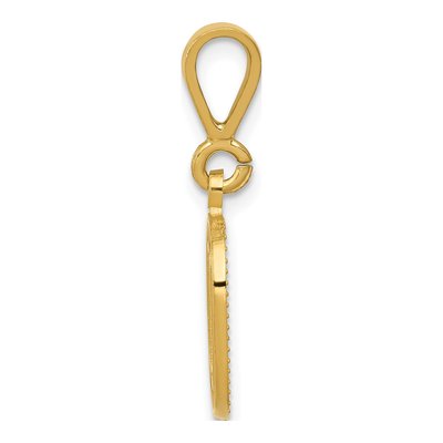 14K Yellow Gold Textured Initial O Charm – view 3