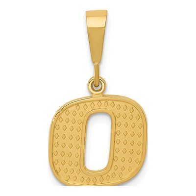 14K Yellow Gold Textured Initial O Charm