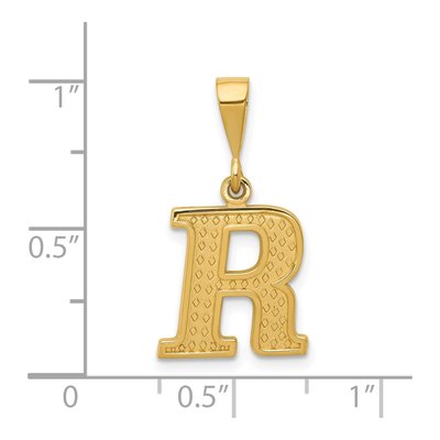 14K Yellow Gold Textured Initial R Charm – view 5