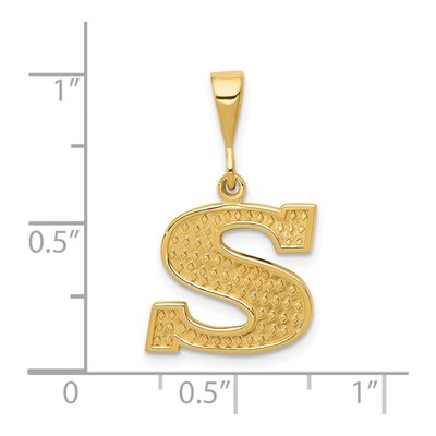 14K Yellow Gold Textured Initial S Charm – view 5