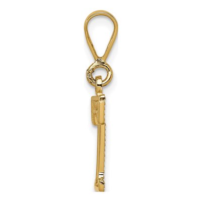 14K Yellow Gold Textured Initial T Charm – view 3