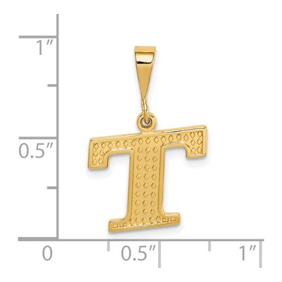 14K Yellow Gold Textured Initial T Charm – view 4