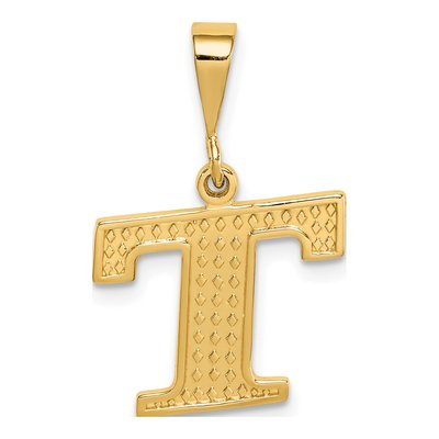 14K Yellow Gold Textured Initial T Charm
