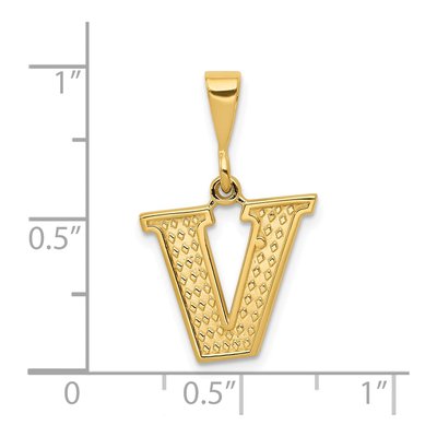 14K Yellow Gold Textured Initial V Charm – view 4
