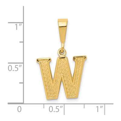 14K Yellow Gold Textured Initial W Charm – view 4