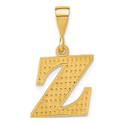 14K Yellow Gold Textured Initial Z Charm