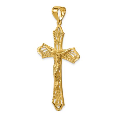 14K Yellow Gold Diamond-Cut Crucifix Pendant – view 4