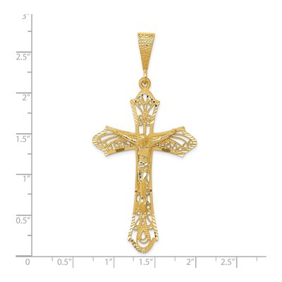 14K Yellow Gold Diamond-Cut Crucifix Pendant – view 5