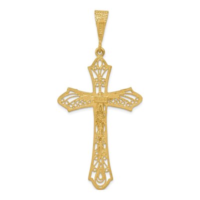 14K Yellow Gold Diamond-Cut Crucifix Pendant – view 6