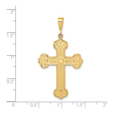 14K Yellow Gold Budded Cross Pendant – view 4