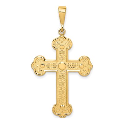 14K Yellow Gold Budded Cross Pendant