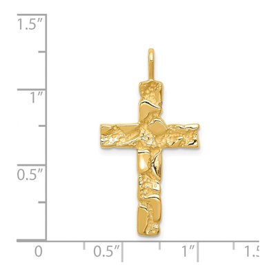 14K Yellow Gold Nugget Cross Pendant – view 4