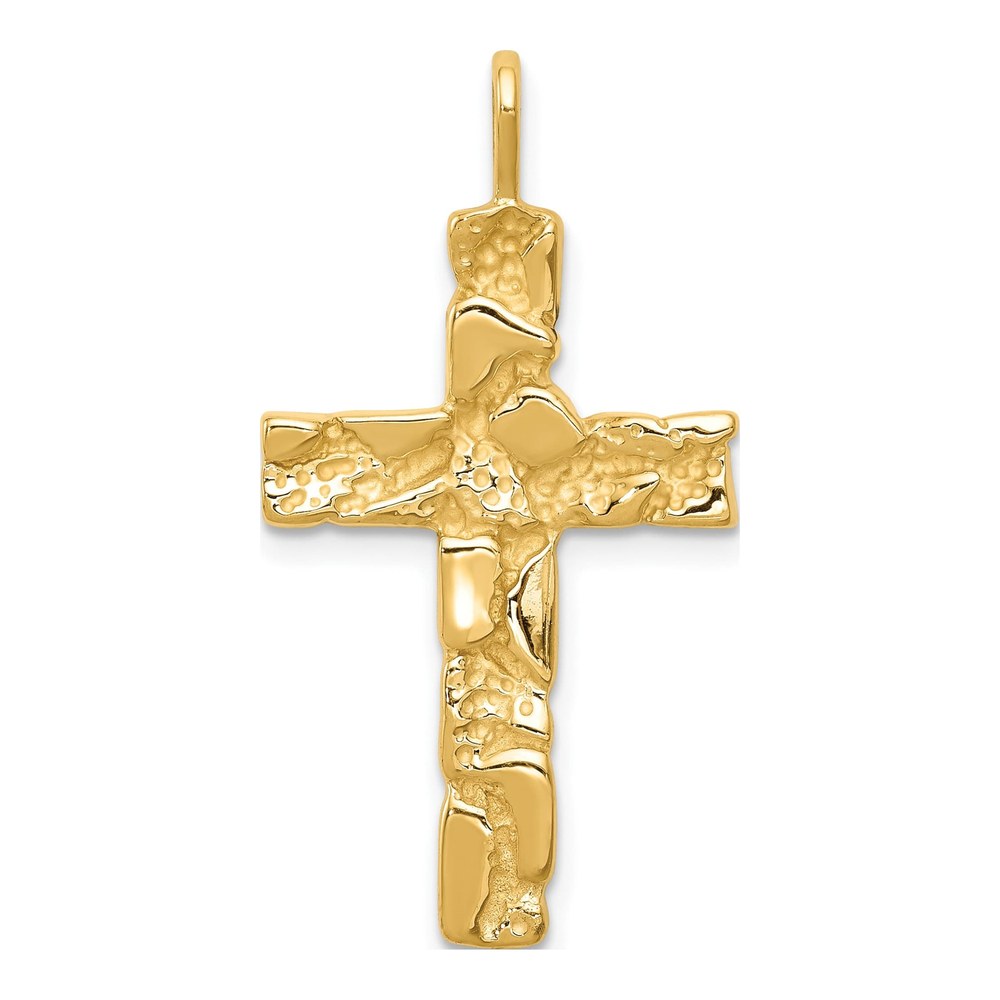 14K Yellow Gold Nugget Cross Pendant