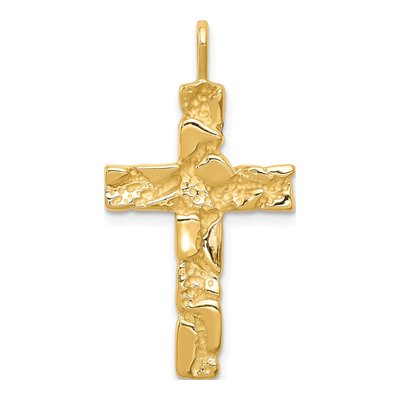 14K Yellow Gold Nugget Cross Pendant