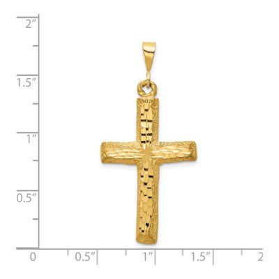 14K Yellow Gold Diamond-Cut Cross Pendant – view 4