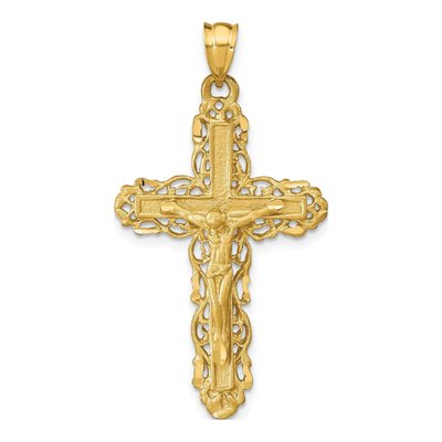 14K Yellow Gold Crucifix Charm