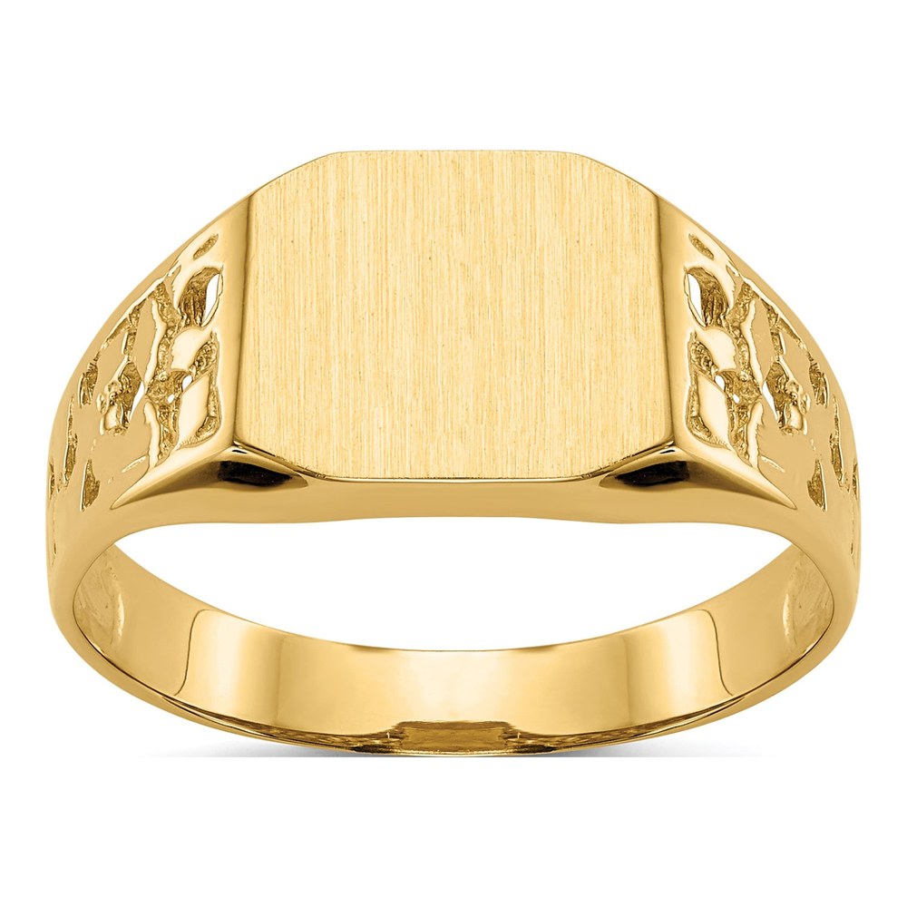Men's 14K Yellow Gold Octagon Nugget Signet Ring