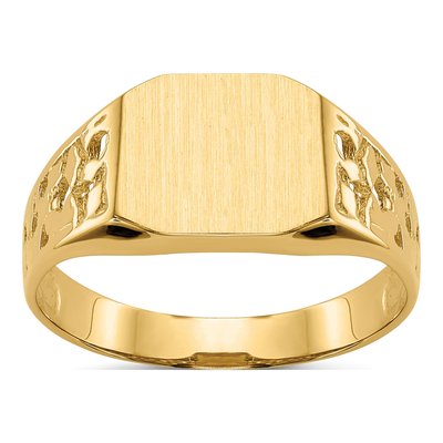 Men's 14K Yellow Gold Octagon Nugget Signet Ring