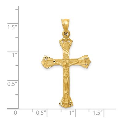 14K Yellow Gold Diamond-Cut Crucifix Charm – view 4