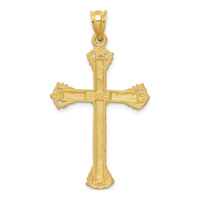 14K Yellow Gold Diamond-Cut Crucifix Charm – view 5