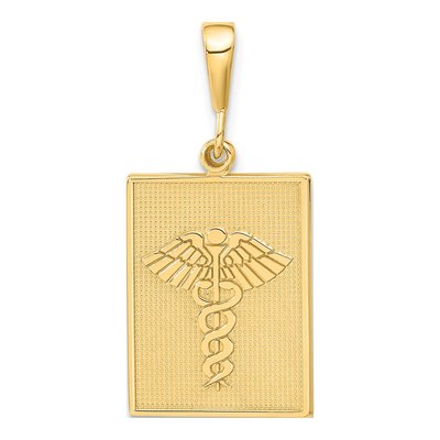 14K Yellow Gold Caduceus Pendant