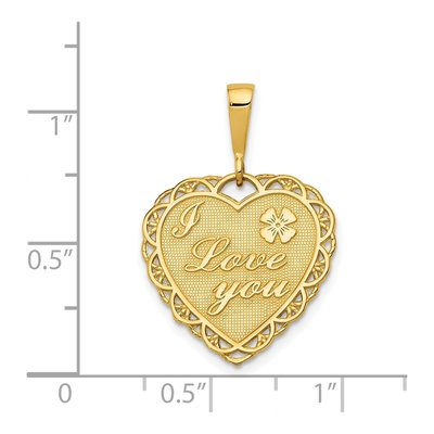 14K Yellow Gold Reversible I LOVE YOU Heart Pendant – view 4