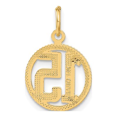 14K Yellow Gold Diamond-Cut Circle Pendant – view 5