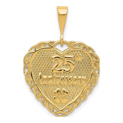 14K Yellow Gold 25th Anniversary Reversible Charm