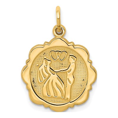 14K Yellow Gold Bride Groom Pendant