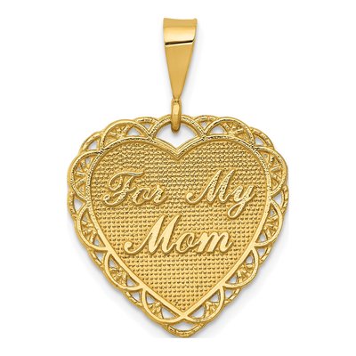 14K Yellow Gold Reversible 'for My Mom' Heart Charm