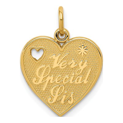 14K Yellow Gold 'very Special Sis' Heart Charm