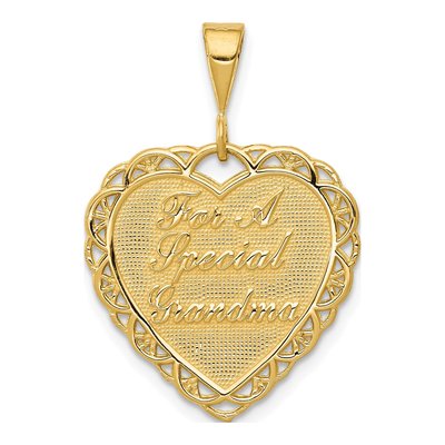 14K Yellow Gold Reversible Grandma Heart Pendant