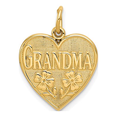 14K Yellow Gold Grandma Heart Pendant