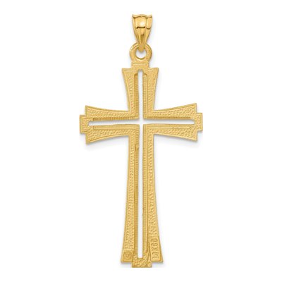 14K Yellow Gold Diamond-Cut Cross Pendant – view 4