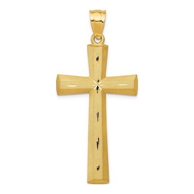 14K Yellow Gold Diamond-Cut Cross Pendant
