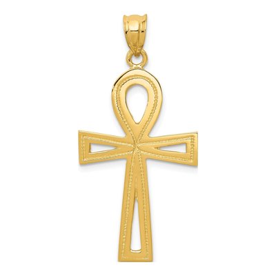 14K Yellow Gold Ankh Cross Pendant