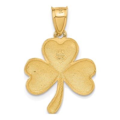 14K Yellow Gold Diamond-Cut Shamrock Charm – view 4