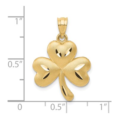 14K Yellow Gold Diamond-Cut Shamrock Charm – view 5