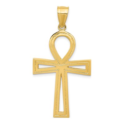 14K Yellow Gold Large Ankh Cross Pendant