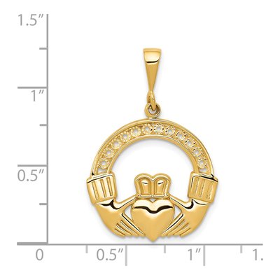 14K Yellow Gold Claddagh Pendant – view 6