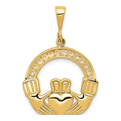 14K Yellow Gold Claddagh Pendant