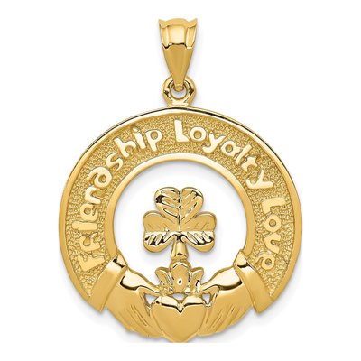 14K Yellow Gold Claddagh Friendship Pendant
