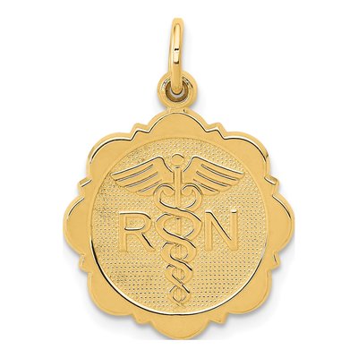 14K Yellow Gold RN Nurse Disc Charm