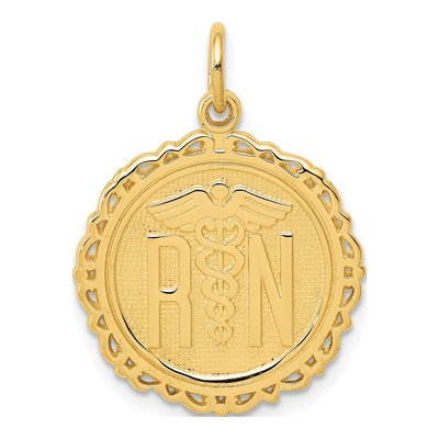 14K Yellow Gold Registered Nurse Disc Charm