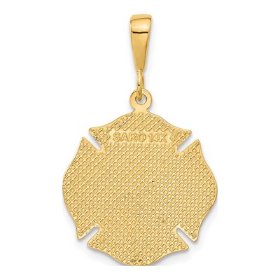 14K Yellow Gold Fire Rescue Badge Pendant – view 4