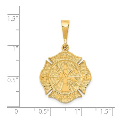14K Yellow Gold Fire Rescue Badge Pendant – view 5