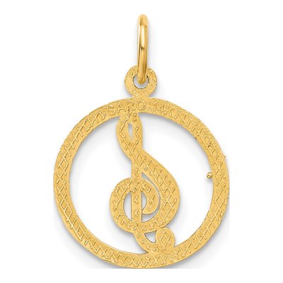 14K Yellow Gold Treble Clef Circle Charm Pendant – view 4