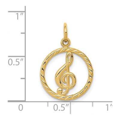 14K Yellow Gold Treble Clef Circle Charm Pendant – view 5