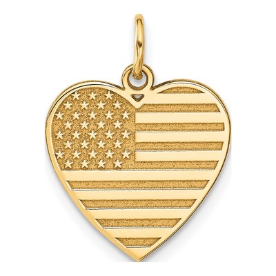 14K Yellow Gold Flag Heart Pendant