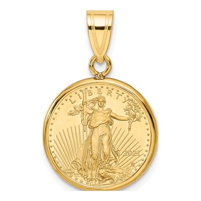 14K Yellow Gold Coin Bezel Pendant